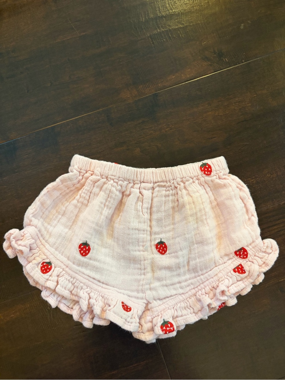 Pink Chicken Strawberry Embroidered Shorts Pink 12-18M Preppy Summer